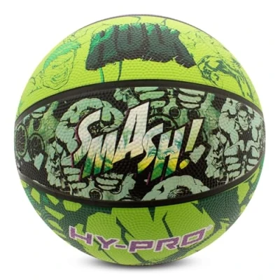 Image of Hy Pro Officially Licensed Hulk Basketball Size 5 Marvel Design with Graphic, Small for Indoor or Outdoor Play &amp; Practice Durable Rubber