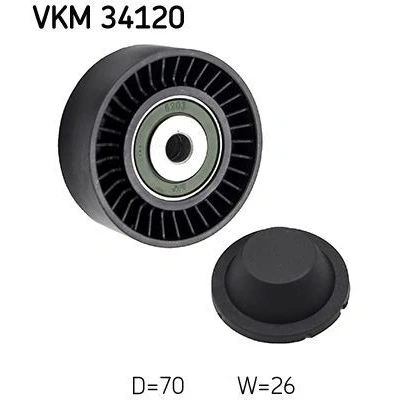 Image of 1427973, 1456983, 6G9Q19A216AA Idler Pulley SKF VKM 34120 LAND ROVER: Freelander 2 Off Road, JAGUAR: XF Saloon, FORD: Galaxy Mk2 MPV, S Max Mk1