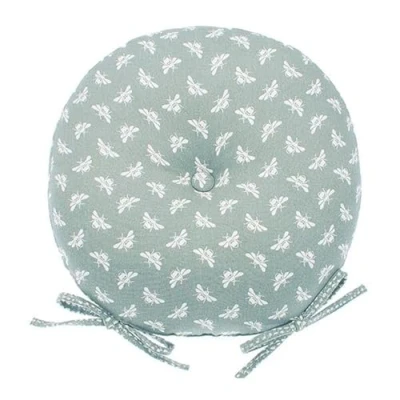 Image of Walton &amp; Co Moss Bee Round Seat Pad With Ties