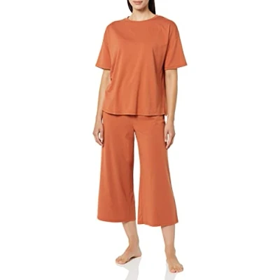Image of Amazon Essentials Women&#039;s Knit Jersey Pyjama Set (Available in Plus Size), Terracotta, S