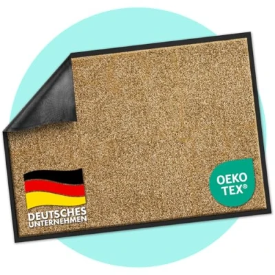 Image of Rhine Dirt Trapper Mat Tested for Harmful Substances Washable &amp; Extra Powerful Doormat Clean with Non Slip Backing Door in Many Sizes Colours (120 x 180 cm, Beige)