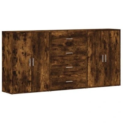 Image of vidaXL Sideboards 3 pcs Smoked Oak 60x31x84 cm Engineered Wood
