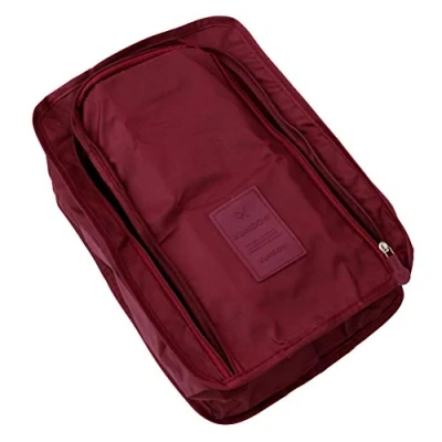 Image of Flybloom Nylon Shoe Storage Bag Thicken Waterproof Foldable Household Travel Pocket,Wine Red