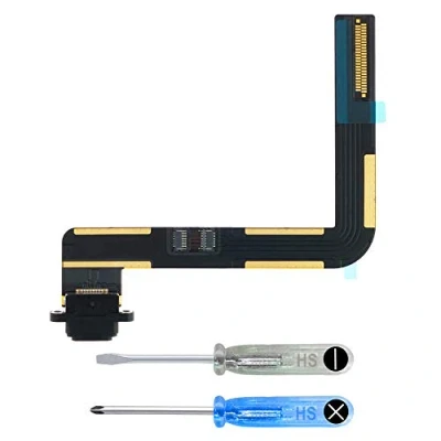 Image of MMOBIEL Dock Connector Compatible with iPad 7 2019/8 2020 Charging Port Flex Cable Headphone Port/Microphone/Antenna Replacement Incl. Screwdrivers Black