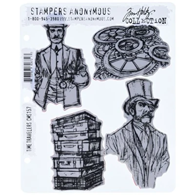 Image of Stampers Anonymous Tim Holtz Cling Mounted Stamp Sets Time Travelers Rubber