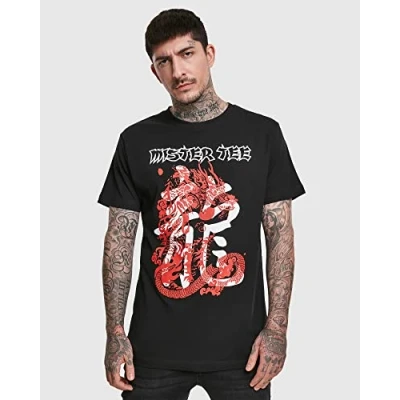 Image of Mister Tee Herren Dragon T Shirt, Black, S