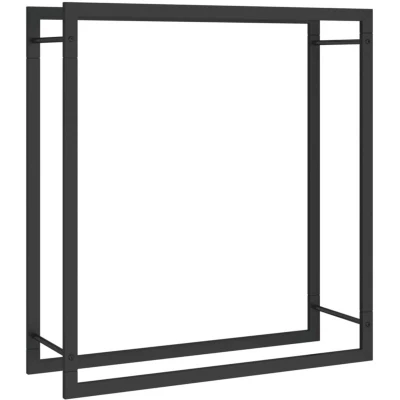 Image of vidaXL Firewood Rack Matt Black 80x28x86 cm Steel