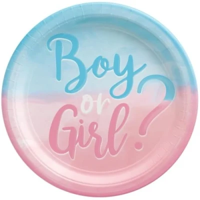 Image of amscan 9911333 66 The Big Gender Reveal Party Paper Plates 8 Pack