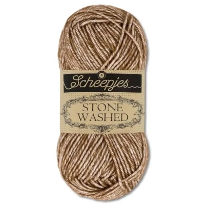 Image of Frida&#039;s Wollhaus Scheepjes 50 g Stone Washed Knitting Crochet Silky Soft Wool Yarn 36 Colours (822 Brown Agate)