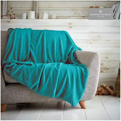 Image of GC GAVENO CAVAILIA Teddy Throws, Snuggle Blanket For Bed, Thermal Fleece Blankets, Teal, 200X240 Cm