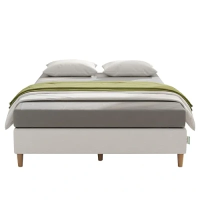 Image of Novilla 35cm King Size Metal Platform Bed Frame, 5FT Mattress Foundation With Fabric Cover, Slat Support, Solid Wooden Support Legs, Easy Assembly, Bedroom Furniture, 80x190cm, Grey