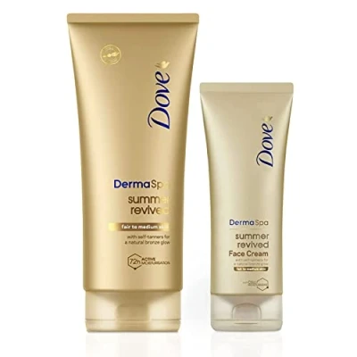 Image of Dove Unilever Derma Spa Body Lotion, 200ml with Face Cream Summer Revived Fair to Medium, 75ml, 2 Piece Set
