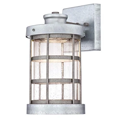 Image of 63478 Barkley One Light Dimmable LED Outdoor Wall Fixture, Galvanized Steel Finish with Clear Seeded Glass