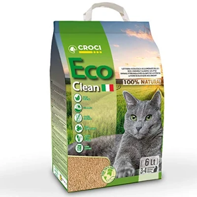 Image of Croci Eco Clean Litter 6L Clumping Cat Litter, Biodegradable, flushes down the toilet, 100% vegetable, Long lasting Anti odor Sand
