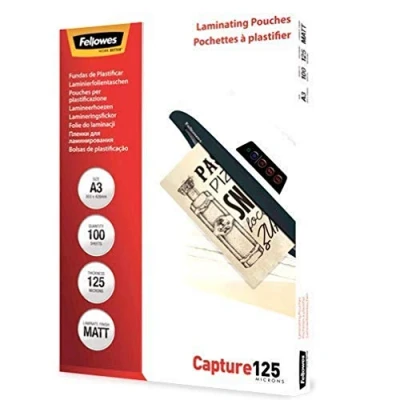 Image of Fellowes ImageLast Enhance80 A4 Laminating Pouches 80 Microns, Transparent, Matte Pack of 100 A3 / 125 Mikron