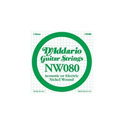 Image of D&#039;Addario NW080 .080 Nickel Wound Single String for Electric Guitar