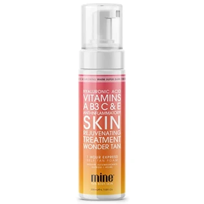 Image of MINETAN BODY.SKIN 1 Hour Express Dark Fake Tan Treatment Foam Moisturing (Vitamin C &amp; Vitamin E) Fast Drying Ultra Vegan Paraben free 6.7 Fl Oz Self Tanner, Sunless Tanning,