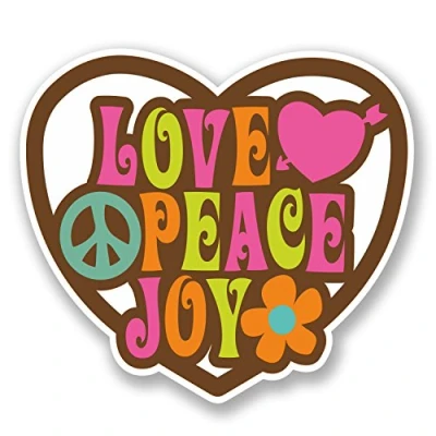 Image of 2 x 10cm Love Peace Joy Vinyl Decal Sticker Laptop Flower Hippy Camper Van #5638 (10cm Wide 9cm Tall)