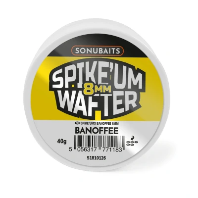 Image of Preston Innovations SonuBaits Spike&#039;um Wafters 8mm Banoffee, 40g Tub, Match Fishing Hookbaits, Critically Balanced, Perfect Texture, Castable, Nusiance Fish Proof, Long Lasting Bouyancy.