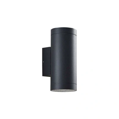 Image of Lucande outdoor wall light Thomke, 2 bulb, anthracite, aluminium
