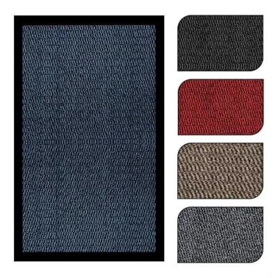 Image of JKZ RUG AND DOORMATS Heavy Duty Non Slip Outdoor Indoor Door Mat Floor Mats Kitchen Barrier Washable Light Weigh Rubber DoorMat (Blue, 40x60)