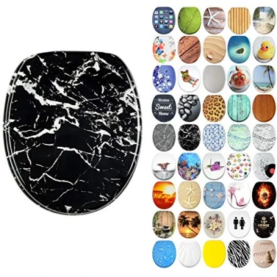 Image of Sanilo Soft Close Toilet Seat, Wide Choice of New Seats, Stable Hinges, Easy to Mount (Marble Black)