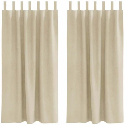 Image of vidaXL Blackout Curtains with Hanging Loops 2 pcs Cream Velvet