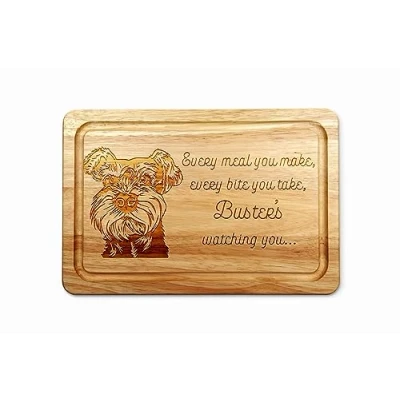 Image of Personalised Hevea Hardwood Miniature Schnauzer Chopping Board 30 x 20cm