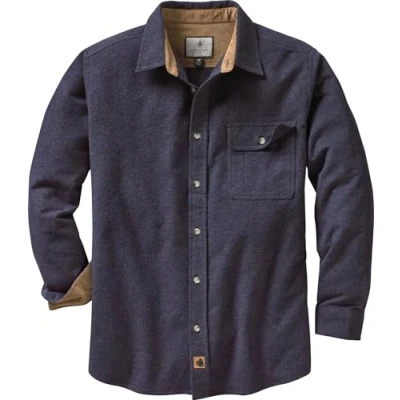 Image of Legendary Whitetails Men&#039;s Tall Size Buck Camp Flannel Solid Shirt, Navy Heather, Large