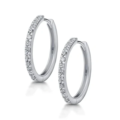 Image of Amberta Women&#039;s 925 Sterling Silver Cubic Zirconia Small Hoop Earrings: 20.3 mm