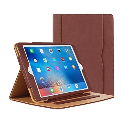 Image of iPad Air Case Leather Stand Folio Cover for Apple with Multiple Viewing Angles, Document Card Pocket (Brown)