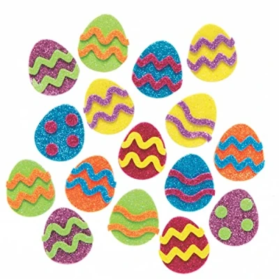 Image of Baker Ross Easter Egg Glitter Stickers Pack of 100, Crafts Supplies for Kids (AX766)