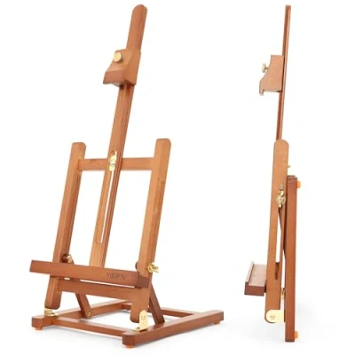 Image of VISWIN 25&quot; H Basic Tabletop Frame Easel, Hold Canvas up to 16&quot;, Adjustable Sturdy Beech Wood Desktop Art Portable Painting &amp; Display Table Easel Stand for Adults, Beginners, Artists