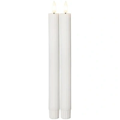 Image of LED Taper Candle Flame Stripe Set of 2 Wax