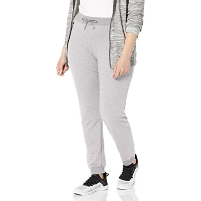 Image of Fruit of the Loom Women&#039;s Crafted Comfort Joggers &amp; Open Bottom Pants Casual, French Terry Grey Heather, S