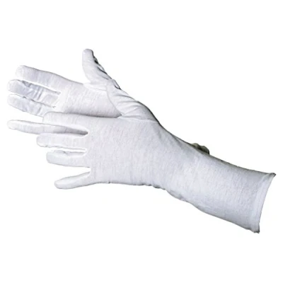 Image of Jah Oekotex 2099 35 Cotton Gloves 12 Pairs cm Long Extra Thin White Size 10