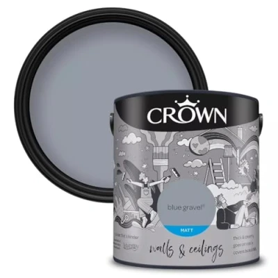 Image of 2.5L CROWN Standard Breatheasy Matt Emulsion Paint Blue Gravel