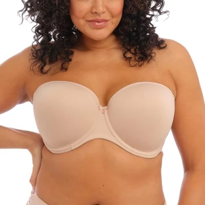 Image of Elomi Womens Smooth Moulded Strapless Bra Beige Polyamide Size 36FF