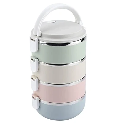 Image of Thermal Lunch Box, 4 Layers Portable Stainless Steel Stackable Leak Proof Bento Food Container for School Office Work Home Picnic 2800ml