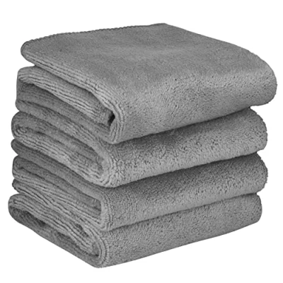 Image of BW&amp;HM Microfibre Face Cloths Makeup Remover Cloth Super Soft 30cm x (4 pack, grey)