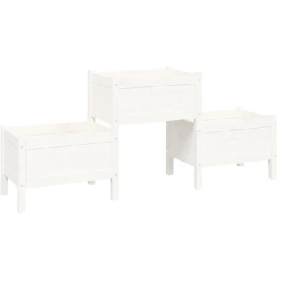 Image of vidaXL Planter White 178.5x44x75 cm Solid Wood Pine