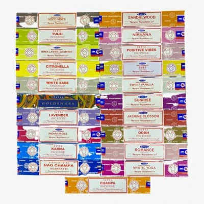 Image of KAV Assorted 4 Pack Box Genuine Nag Champa Fragrance Incense Sticks Includes Joss for Home Supplies and Décor