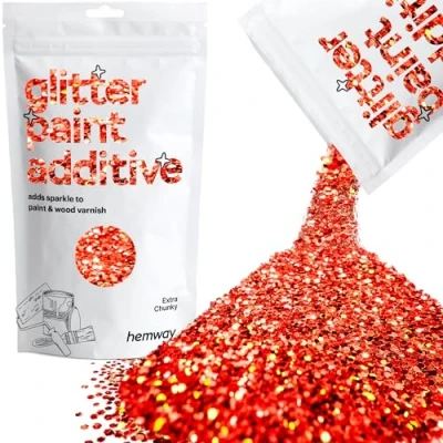 Image of Glitter Paint for Walls Red Holographic Additive Emulsion Latex Acrylic Sparkles Extra Chunky Interior Painting 100g / 3.5oz
