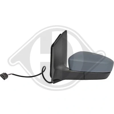Image of 1S1857507AP9B9 Wing mirror DIEDERICHS 2236225 with two plugs Left primed for electric adjustment, Complete Mirror, Heatable, Aspherical
