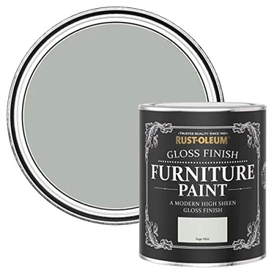 Image of Rust Oleum Green Furniture Paint in Gloss Finish Sage Mist 750ml
