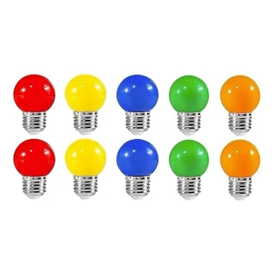 Image of ZFQ 10 Pack Colored Bulbs 2W E27 G45 Lighting Bulbs,LED Coloured Golf Ball Mini Bulb Lamp,Mixed Colours Red Yellow Green Blue Orange
