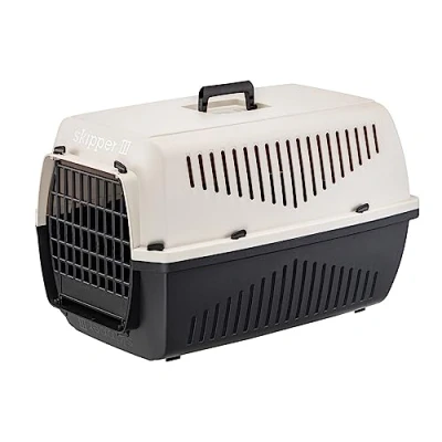 Image of Ferplast Cat Carrier SKIPPER 3, Dog Carrier, Pet for Small Dogs and Cats max 10 Kg, Travel Crate, 62 x 41 h 38 cm, in Plastic with Folding Handle, Beige