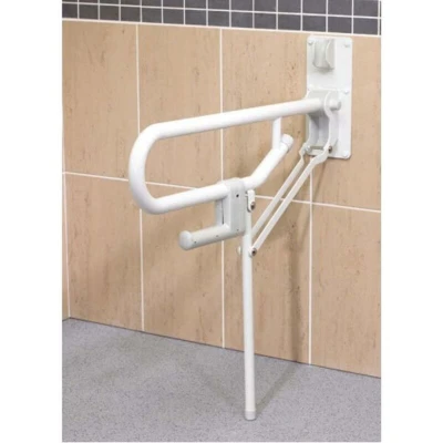 Image of 1800 Series Support Leg Folding Grab Rail 765mm Length White (Fixed Leg) AKW