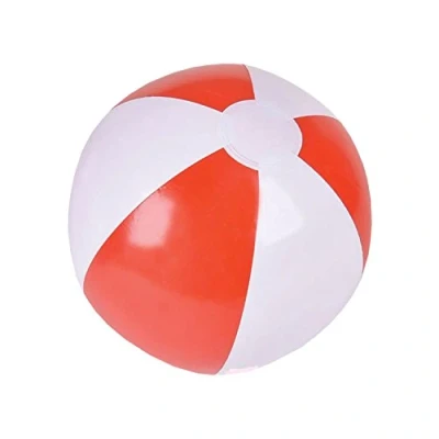 Image of amscan 9903661 Red &amp; White Inflatable Beach Ball 1 Pc