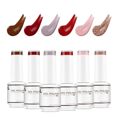 Image of Nicedeco Gel Nail Polish Set, UV/LED Soak Off Art Manicure Pedicure, Salon &amp; Home Use Long Lasting Easy to Apply 6pcs x 8ml Kit15